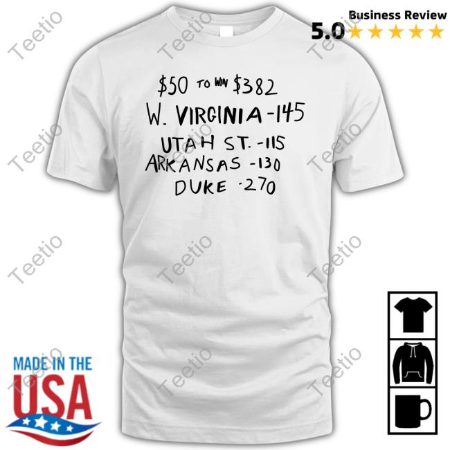 $50 To Win $382 W. Virginia -145 Long Sleeve Shirt